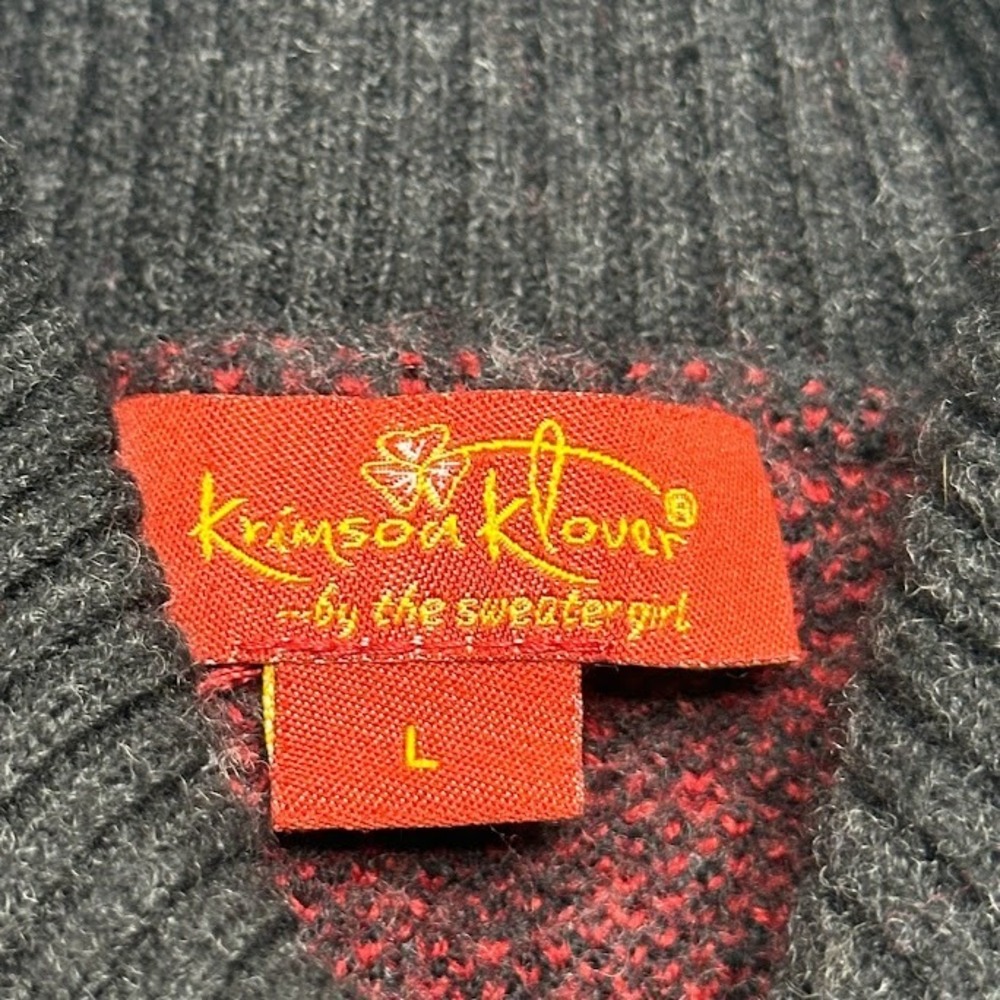 Krimson Klover Sweater Girls L Large 100% Merino Wool Red Black Moose Snowflake - Picture 6 of 8